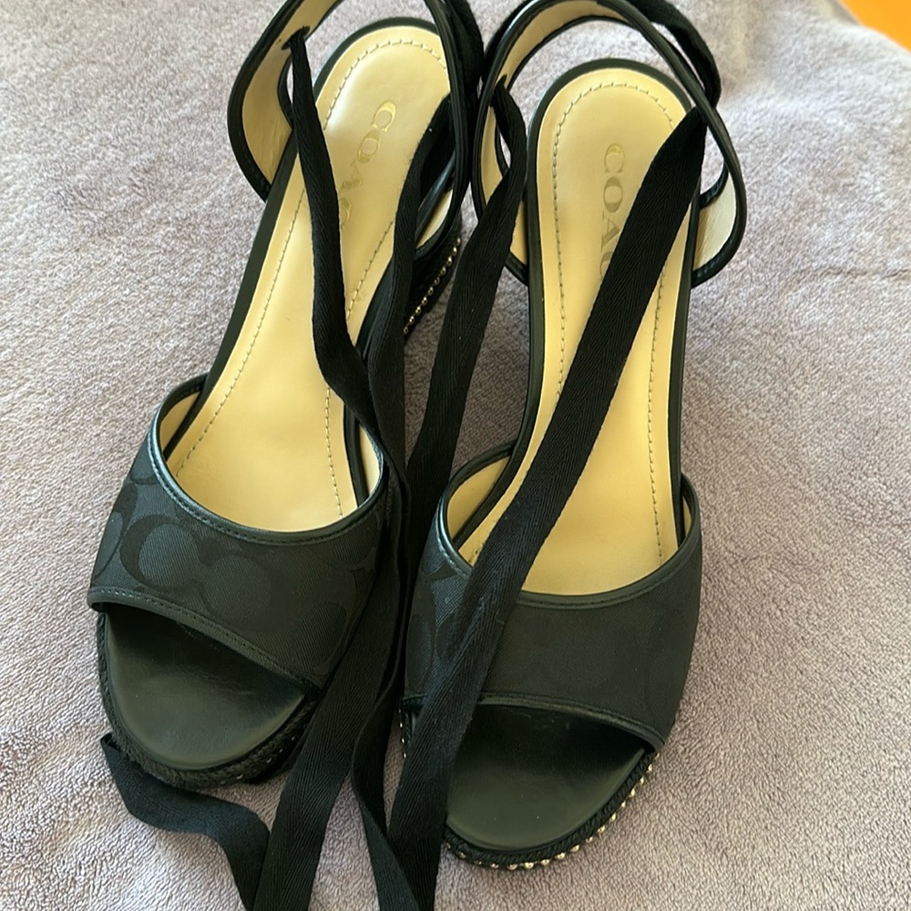 Coach lace up wedge sandal